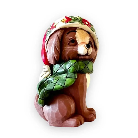 Jim Shore Mini Christmas Puppy Carved Figure 2009‎ New Box Enesco Collectible - Picture 1 of 9